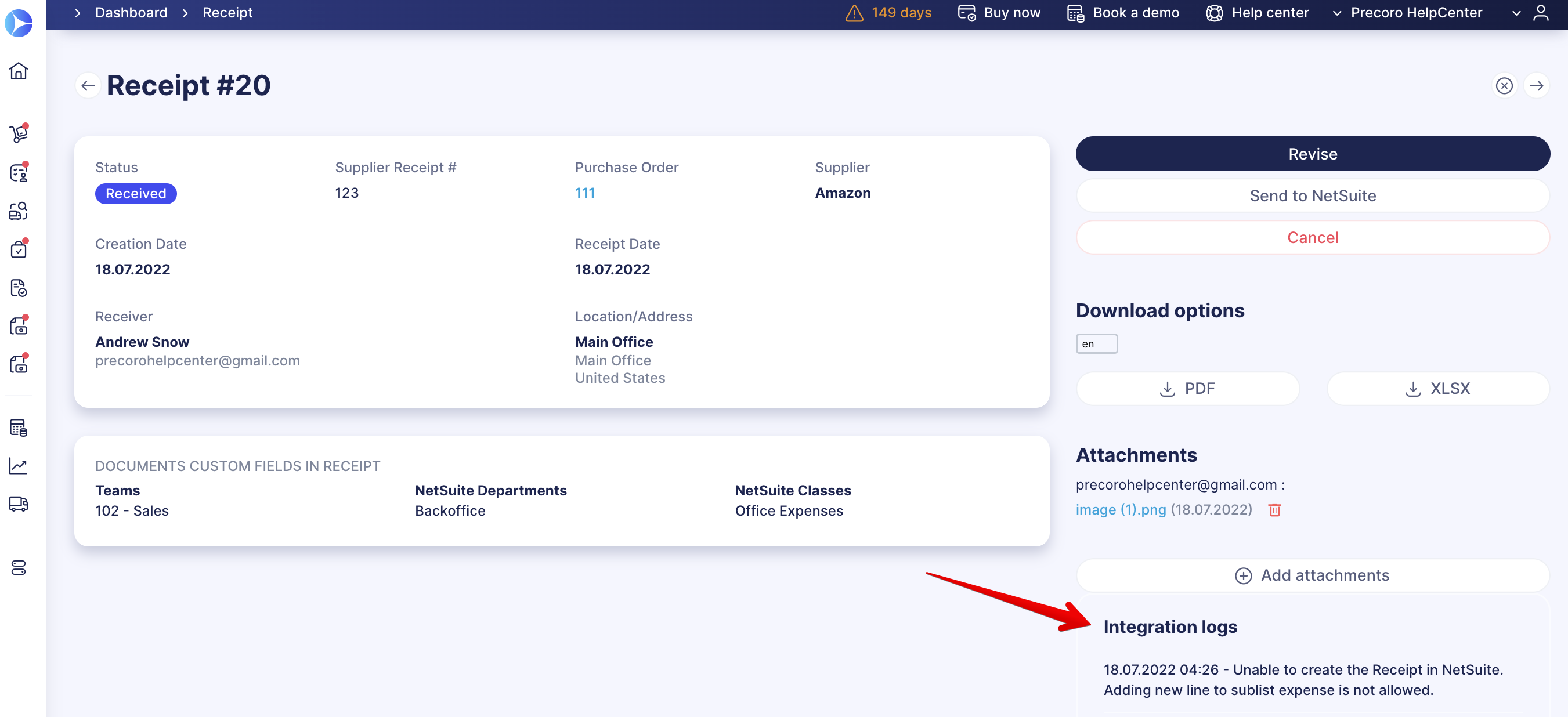 Netsuite Receipts Integration Netsuite Receipts Integration